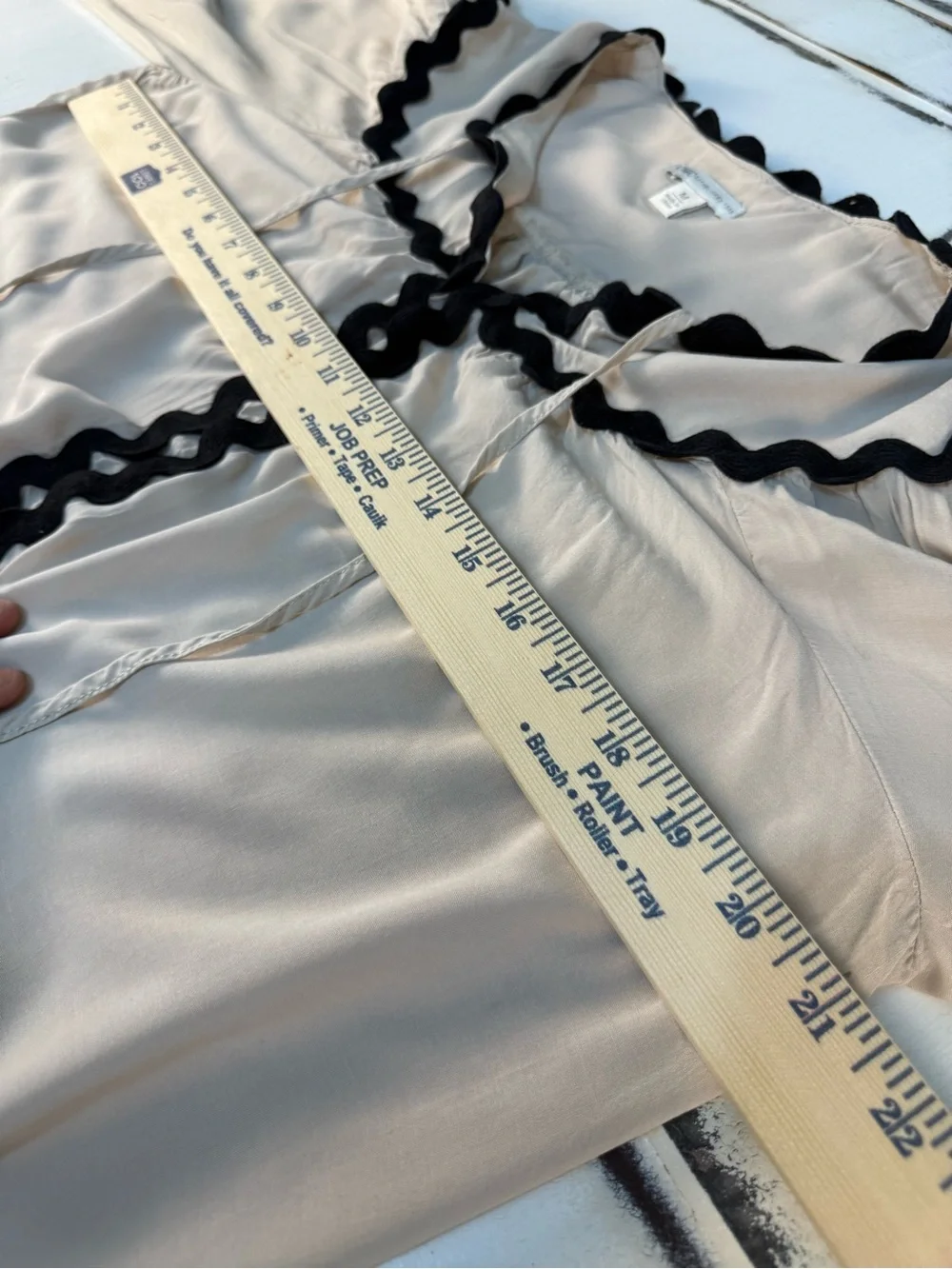 Cato tan Blouse with Black Wavy Trim Size Medium
